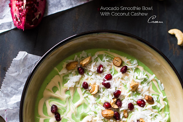 Avocado Smoothie Bowl With Cashew Cream. Recipe at Food Faith Fitness.