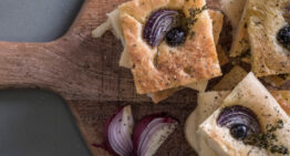 Focaccia with Red Onion, Olives and Rosemary