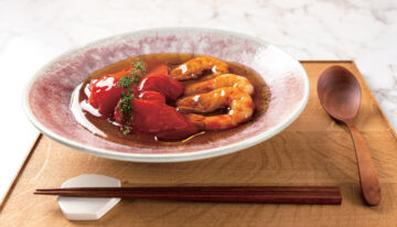 Simmered Prawns with Red Capsicum