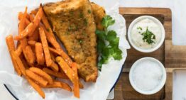 Homemade Breaded Fish Fillets and Sweet Potato Fries
