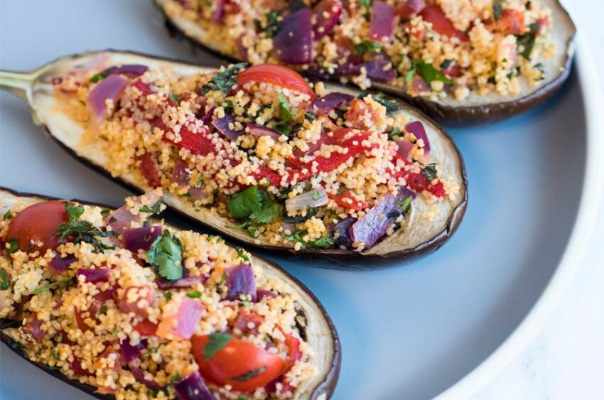 Chorizo and Couscous Stuffed Aubergines The Ideas Kitchen