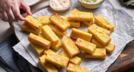 Two-Cheese Polenta Chips with Pesto Dip