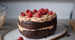 Bread Maker Chocolate Cake with Raspberries