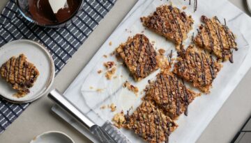 Baked Muesli Slice with Dark Chocolate Drizzle