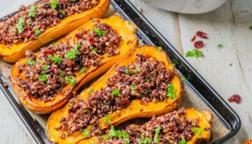 Rice and Lentil Stuffed Butternut Pumpkin