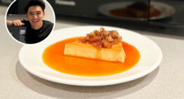 Caramel Flan with Black Coffee Granita