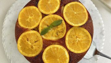 Upside Down Orange and Walnut Cake